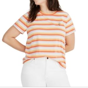 Madewell Embroidered Daisy Striped T-shirt